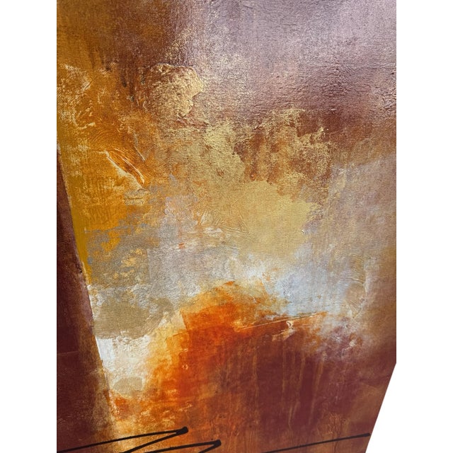 Late 20th Century Pair of Red & Gold Abstract Paintings For Sale - Image 16 of 18