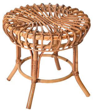 Round Rattan and Bamboo Ottoman or Stool by Franco Albini, Italy, 1960s