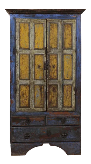 Early 19th Century Rustic Wooden Cabinet With Original Paint From Brazil
