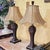Vintage Uttermost Carved Wood-Finish Urn Table Lamps With Damask Shades – Pair For Sale - Image 10 of 18