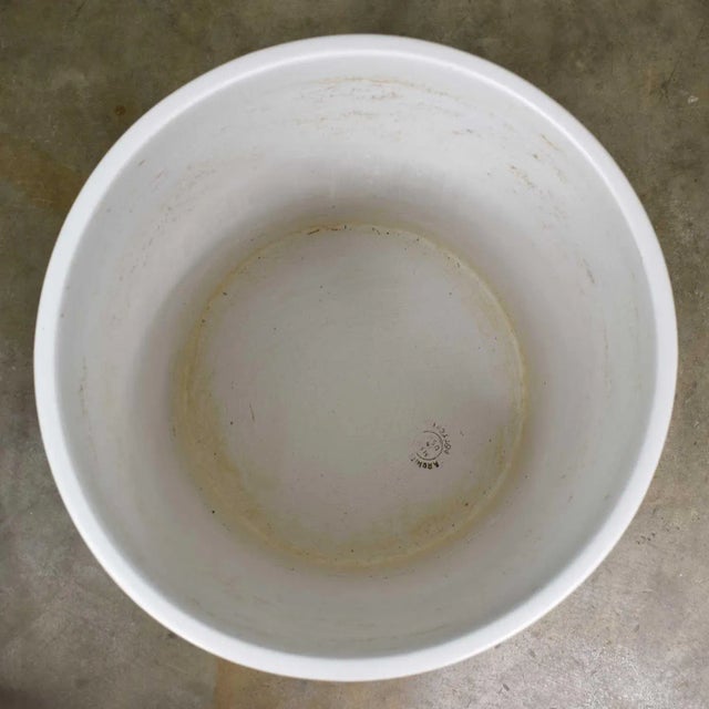 Ceramic Vintage Mid Century Modern Architectural PotteryWhite Cylindrical Pot For Sale - Image 7 of 12
