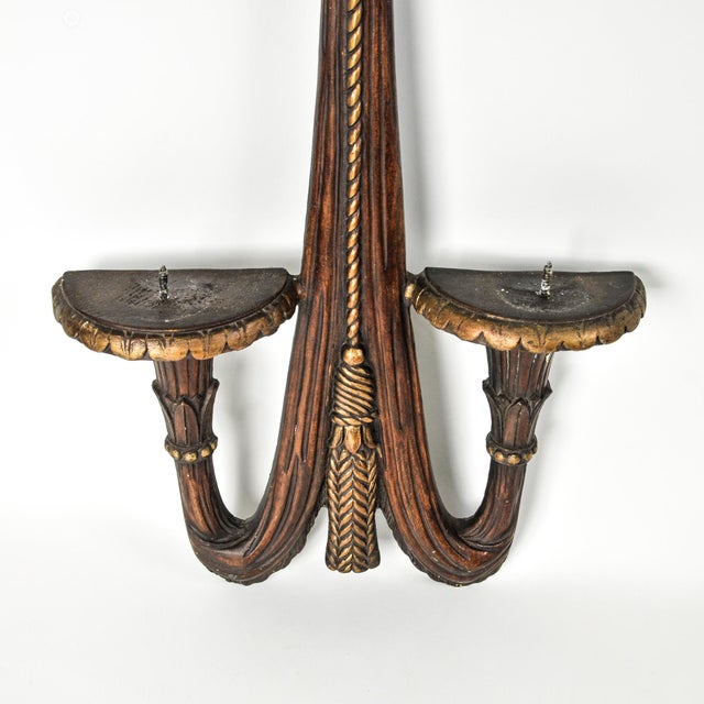 French Extra Large Vintage Bow and Tassel Wall Hanging Candle Holder for Pillar Candles For Sale - Image 3 of 12