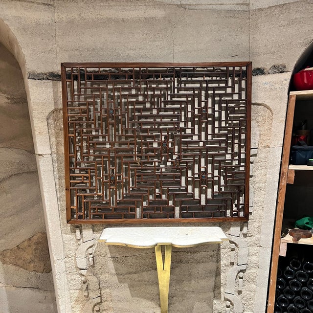 Early 20th Century 1930s Early Chinese Wood Screen Asian Wall Art For Sale - Image 5 of 11