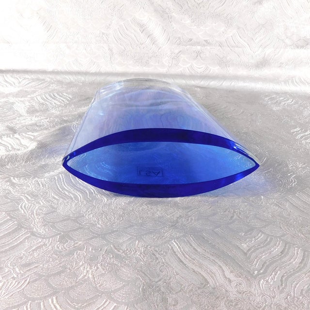 Slender Blue Art Glass Vase by Lsa Poland For Sale - Image 4 of 6