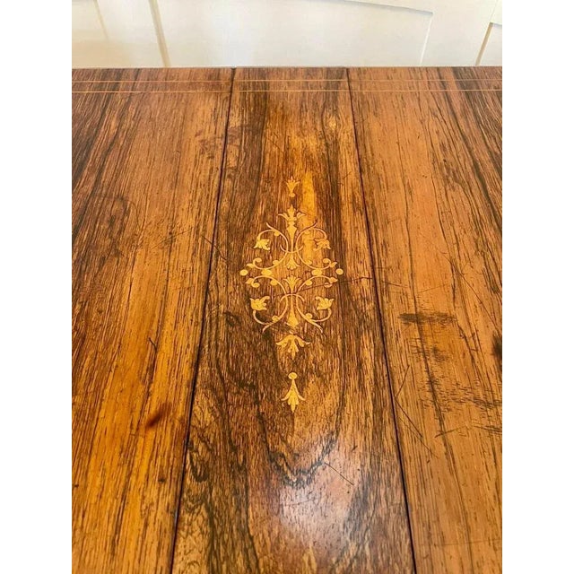 Antique Edwardian Inlaid Rosewood Sutherland Table For Sale - Image 4 of 13