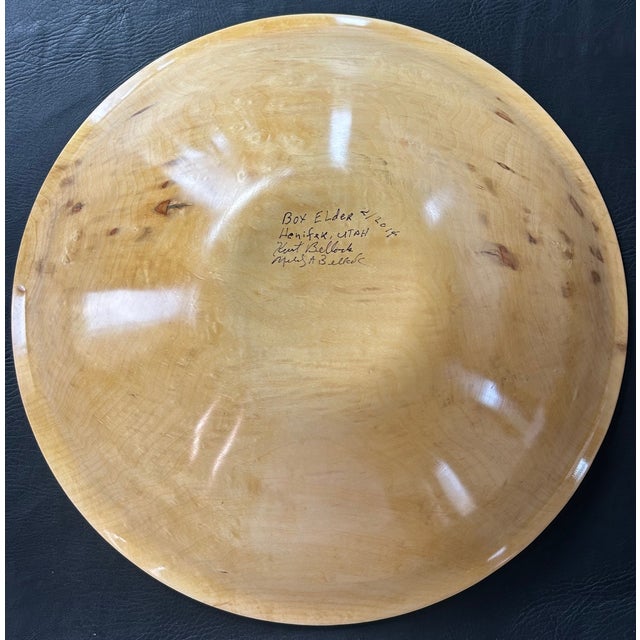 Light Yellow Handmade Box Elder Inlaid Mosaic Bowl 18.5'" Bowl For Sale - Image 8 of 9