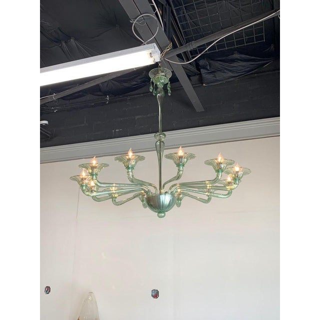 Amazing custom made Murano glass chandelier in a shade of pale green. Fabulous for modern decor and can be made in any...
