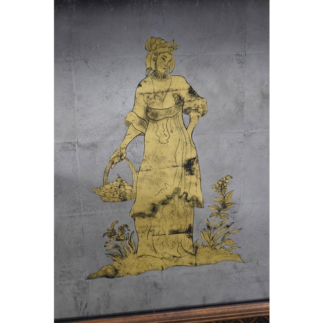 Vintage Chinoiserie Decorator Eglomise 2 Door Cabinet For Sale - Image 9 of 12