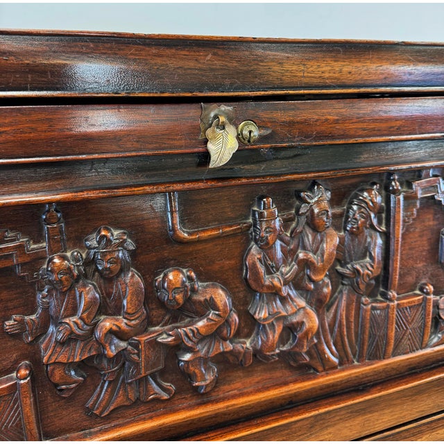Brown Antique Early 20th C Asian Carved Rosewood Curio Cabinet For Sale - Image 8 of 11