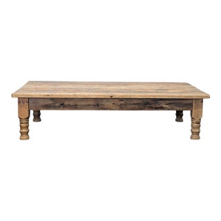 Reclaimed Antique Pine Top Coffee Table For Sale