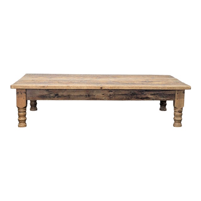 Reclaimed Antique Pine Top Coffee Table For Sale