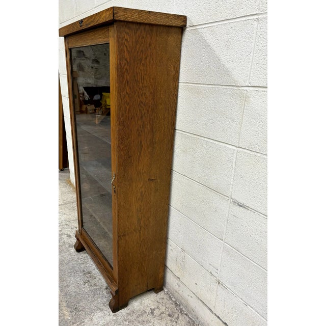 Antique Mission Arts and Crafts Bookcase Bookshelf Cabinet With Adjustable Shelf For Sale - Image 10 of 11