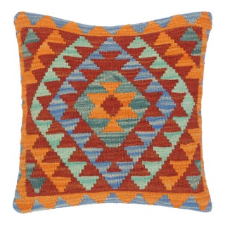 Shabby Chic Turkish Sidney Hand Woven Kilim Throw Pillow For Sale
