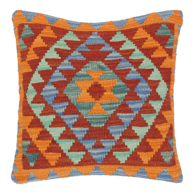 Shabby Chic Turkish Sidney Hand Woven Kilim Throw Pillow For Sale