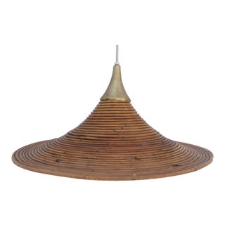 Mid-Century Modern Rattan Hanging Pendant Light For Sale