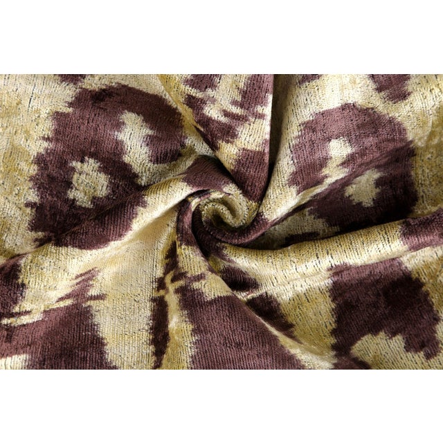 Handmade Velvet Pillow With Insert – Gold & Brown Ikat Motif, 16x24" For Sale In San Francisco - Image 6 of 8