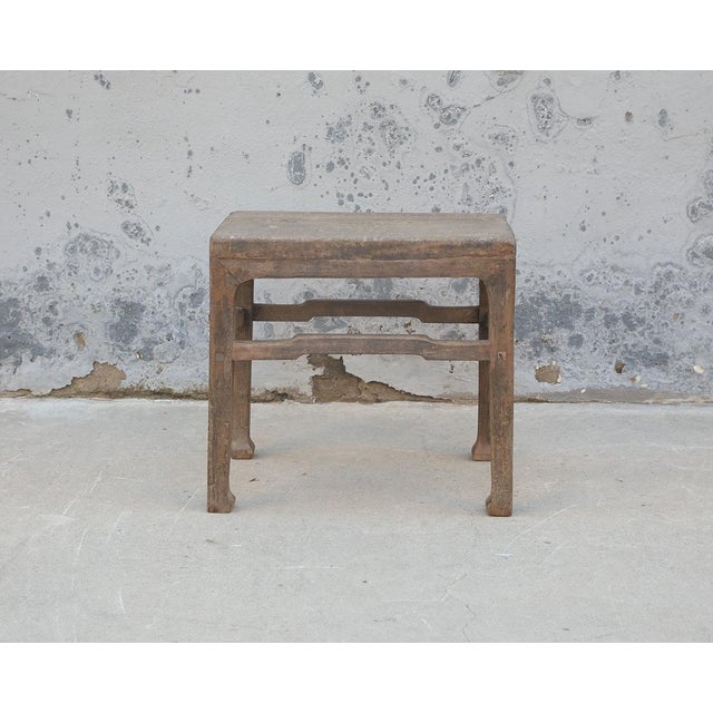 Farmhouse Vintage Chinese Elm Stool For Sale - Image 3 of 3