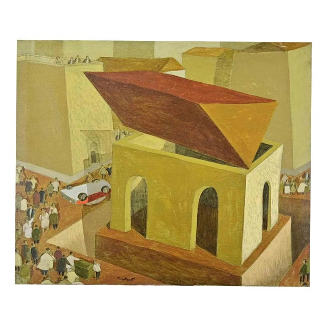 Alberto Gallerati, A Beautiful Day in the Center of Rome, Oil on Canvas, 1970s For Sale