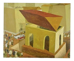 Alberto Gallerati, A Beautiful Day in the Center of Rome, Oil on Canvas, 1970s