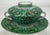 Antique double handled cup, cup cover and under-plate in “Boc Choy leaf” pattern. Hand painted with boc choy cabbage...