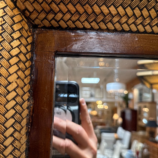 Lacquered Rattan Floor Mirror, Antique For Sale - Image 12 of 12