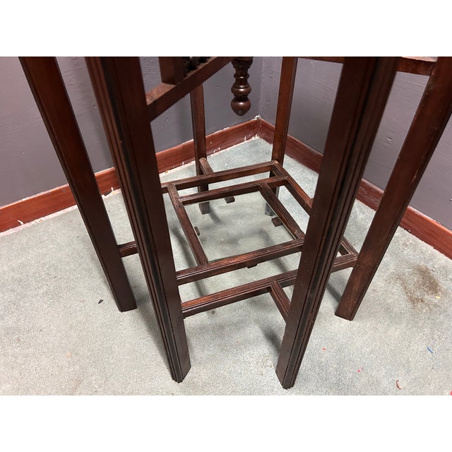 Antique Octagonal Mahogany Side Table, Italy, 1950s For Sale - Image 9 of 11