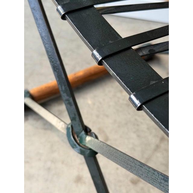 Pair of Iron and Oak Campaign Stools Attributed to Cleo Baldon for Terra, Ca. 1965 For Sale - Image 9 of 13