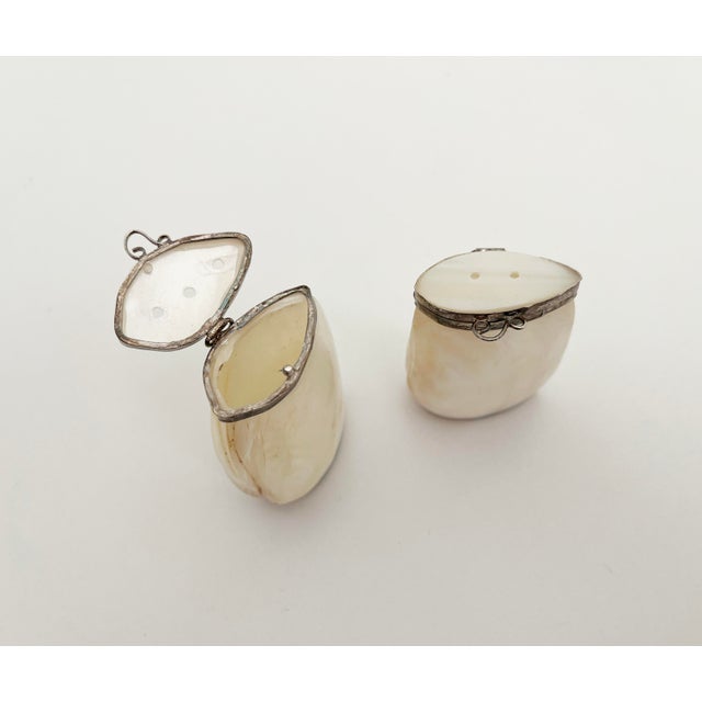 1970s Silver & Mother of Pearl Salt & Pepper Shakers For Sale - Image 4 of 9