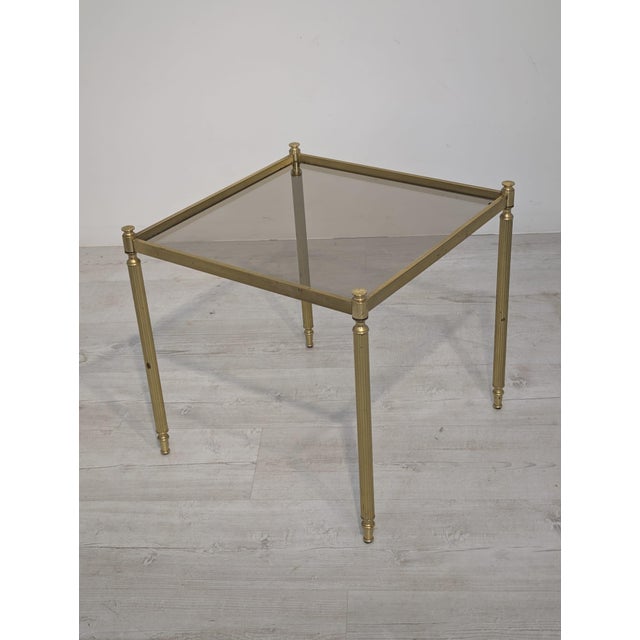 Gold Vintage Coffee Table in Brass and Smoked Glass, 1975 For Sale - Image 8 of 11