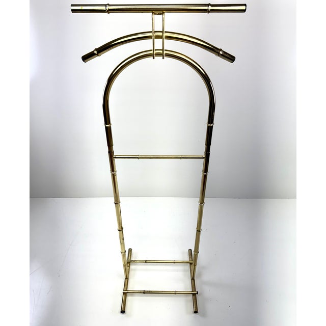 Brass Mid 20th Century Hollywood Regency Faux Bamboo Brass-Finished Valet Stand For Sale - Image 8 of 9