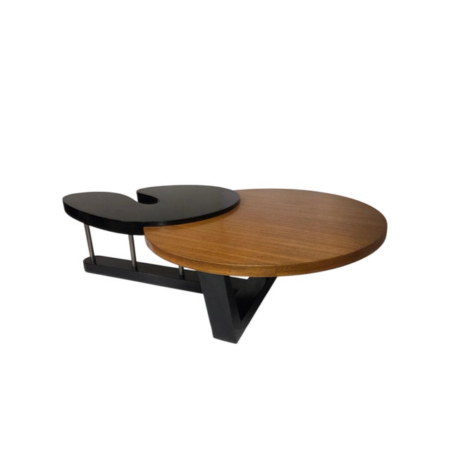 Large Biomorphic Kidney Shaped Two-Tone Mahogany & Black Coffee / Cocktail Table For Sale - Image 9 of 18