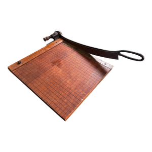 Wooden Vintage Industrial Paper Cutter With Metal Handle