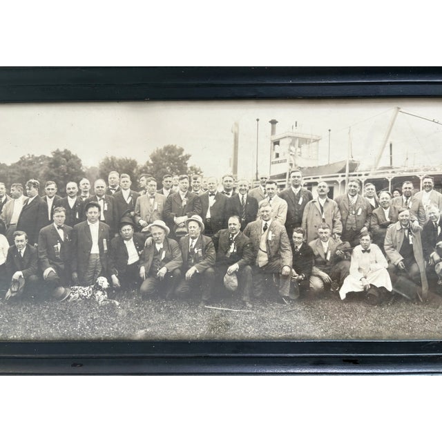 Realism Antique 46x9 Panoramic Photograph St. Paul Mn: Band, Dog, Red Wing Steamboat For Sale - Image 3 of 5