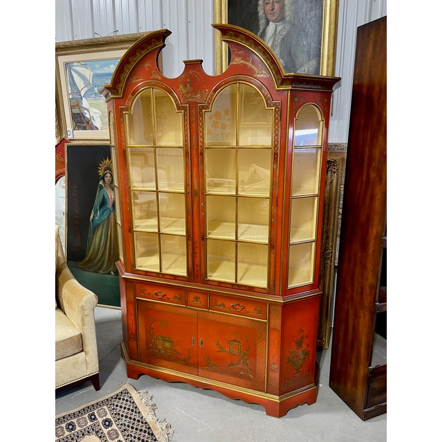 Paint Mid 20th Century Red Lacquer Display Cabinet by Scalia, Schmieg, Kotzian For Sale - Image 7 of 18