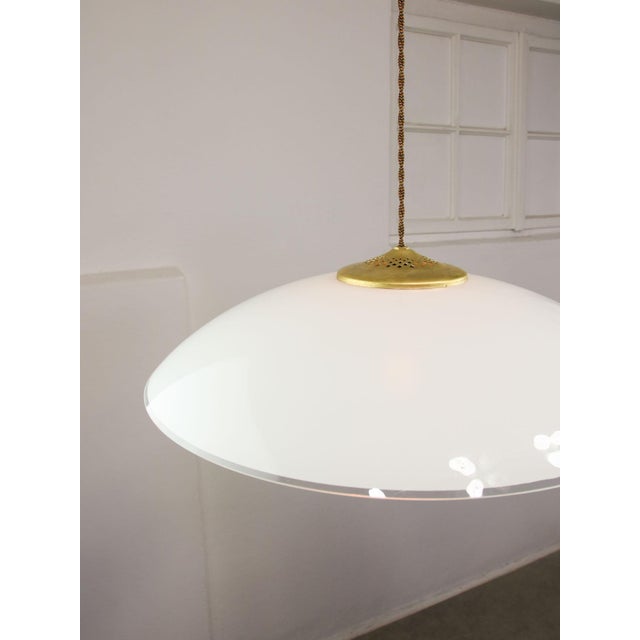 Mid-Century Italian Saucer Glass and Brass Pendant Lamp For Sale - Image 4 of 16