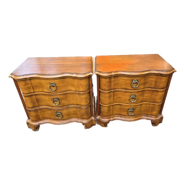 Pair of Century Furniture Company French Style Nightstands With 3 Drawers For Sale
