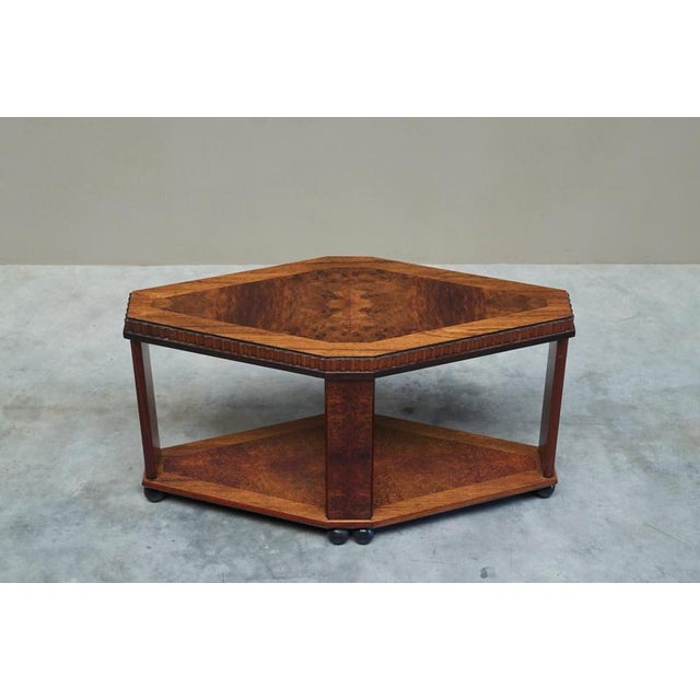 Art Deco Diamond-Shaped Side Table in Burl Wood, Europe, 1930s For Sale - Image 13 of 14