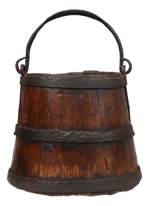 French Handmade Wooden Bucket, 15th Century