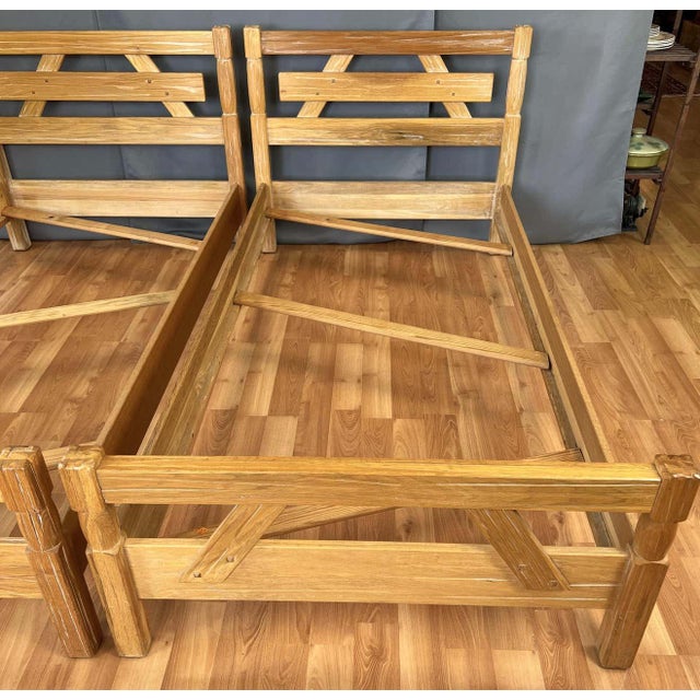 Pair Western Style A, Brandt "Ranch Oak" Twin Bed Frames Chairish