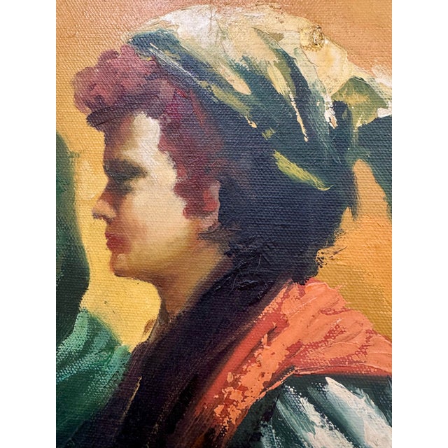Textile Portuguese Lighthouse Village Scene by J. Adamos, Mid-Century Oil on Canvas For Sale - Image 7 of 8