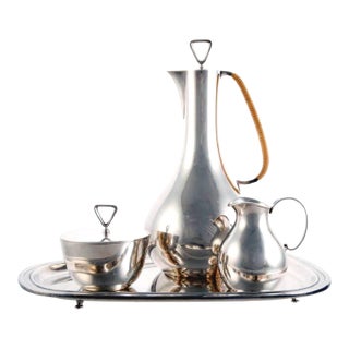 Mid 20th Century Rare Sterling Silver Coffee Service by Sigvard Bernadotte for Georg Jensen - 4 pcs For Sale