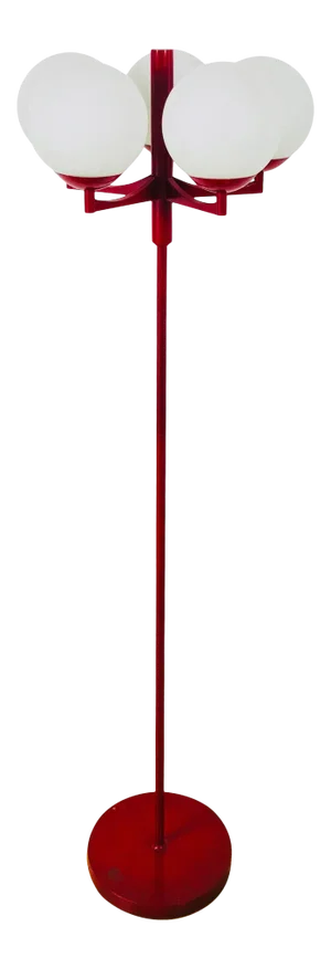 1960s Mid-Century Space Age Red and White 5-Arm Floor Lamp Attributed to Kaiser