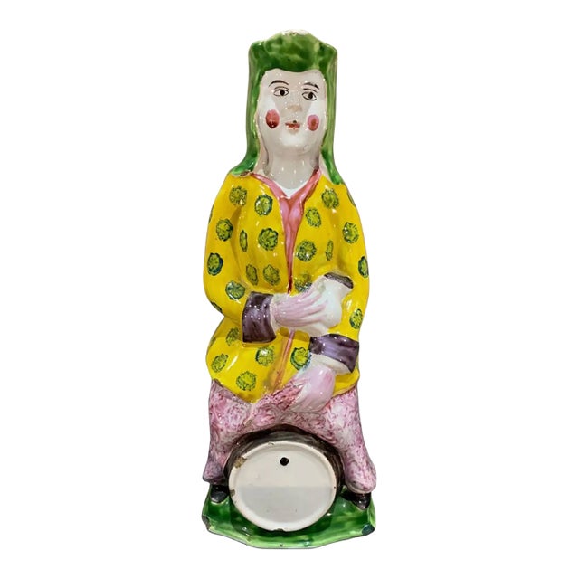 19th Century Polychrome French Faience Wine Decanter For Sale