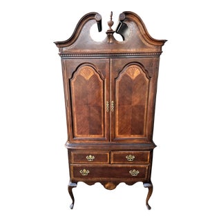 Cherry Wood and Burlwood Armoire For Sale