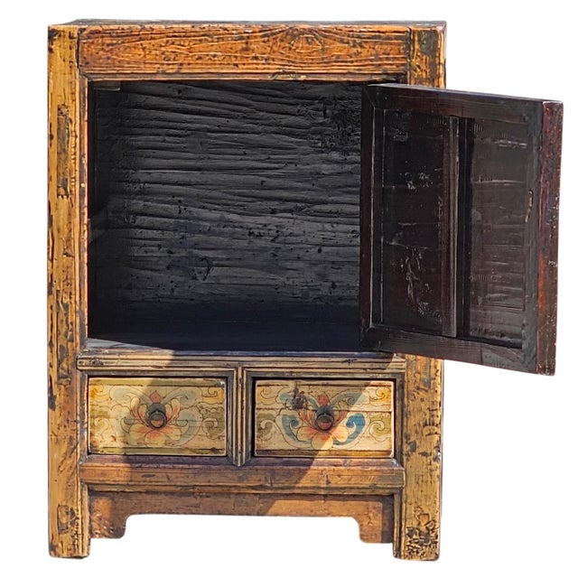 Early 20th Century Hand-Painted Mongolian Elmwood Chinese Chest Cabinet For Sale - Image 10 of 16