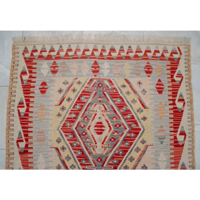 1970s Vintage Handmade Turkish Rug Kilim - 3′11″ × 5′9″ For Sale - Image 12 of 16