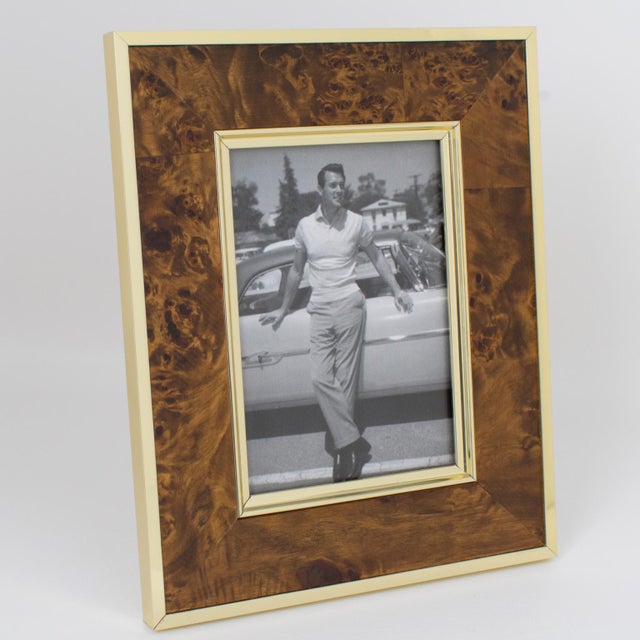 Mid-Century Modern Mid Century Montagnani Italy Metal and Walnut Wood Picture Frame For Sale - Image 3 of 8