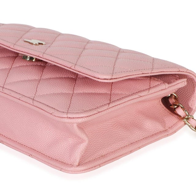 Animal Skin Pink Quilted Caviar Wallet On Chain For Sale - Image 7 of 8
