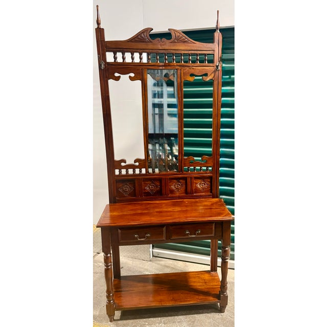 Mid 20th Century Mahogany Hall Tree With Mirror For Sale - Image 12 of 12