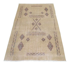 Native American Style Turkish Oushak Rug Low Pile Rug - 4′10″ × 8′